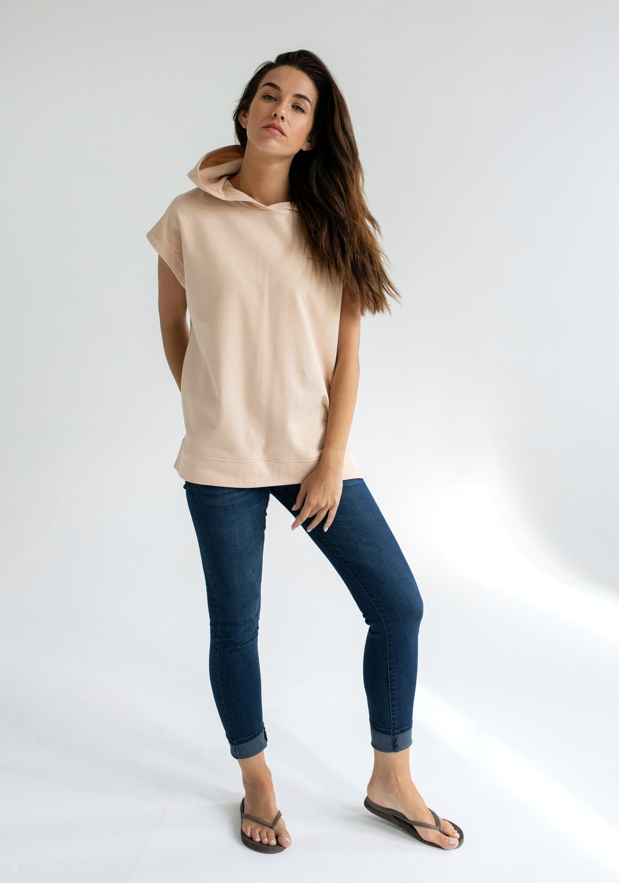 Women Bluza/kamizelka z bawełny organicznej Light gray brushed - Oversized