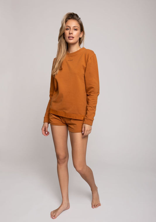 Dámská Mikina bez kapuce z biobavlny Burnt ochre brushed - regular