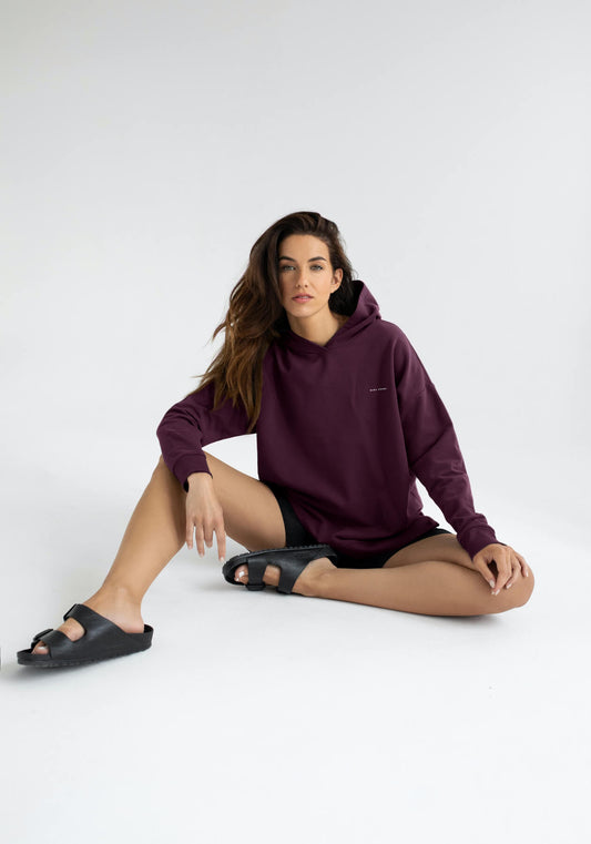 Dámská mikina s kapucí z biobavlny Purple - Oversized