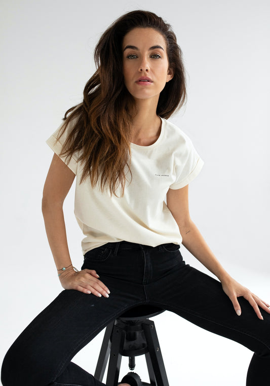Dámske tričko z biobavlny Offwhite natural - loose fit
