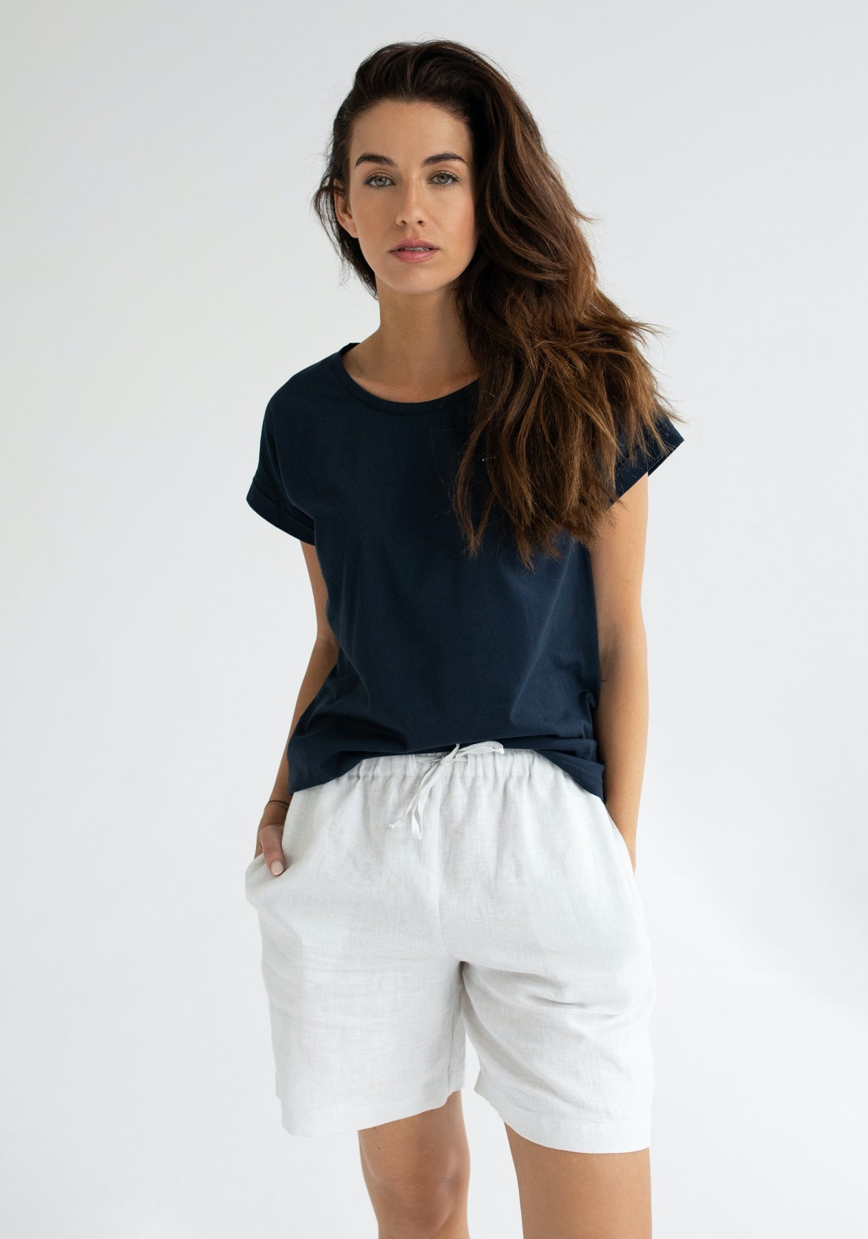 Dámské tričko z biobavlny Deep blue - loose fit