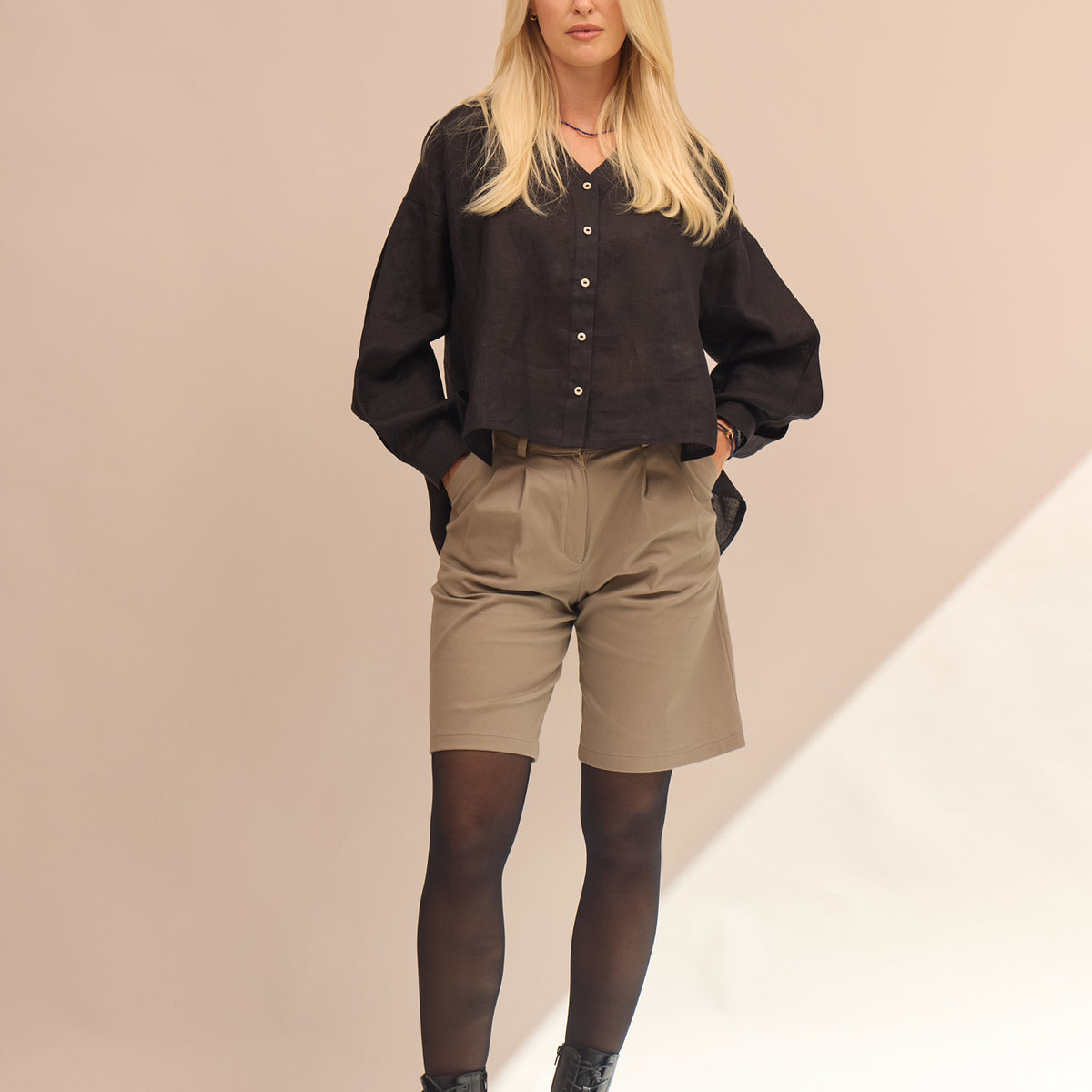 Dámská lněná košile se sklady - oversized