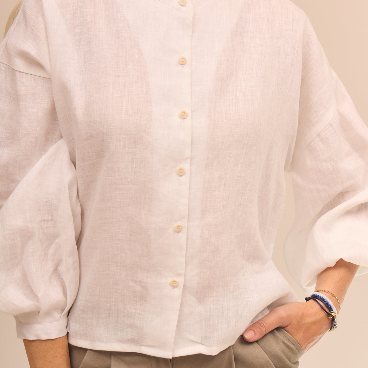 Dámská lněná košile V crop - oversized
