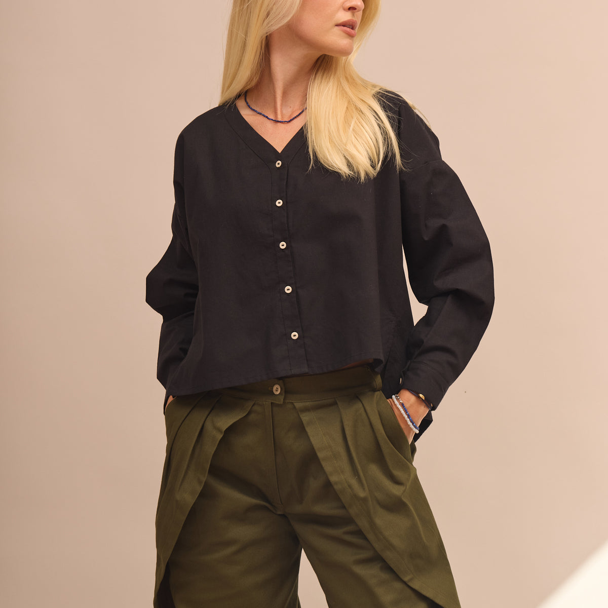 Dámská biobavlněná košile se sklady - oversized