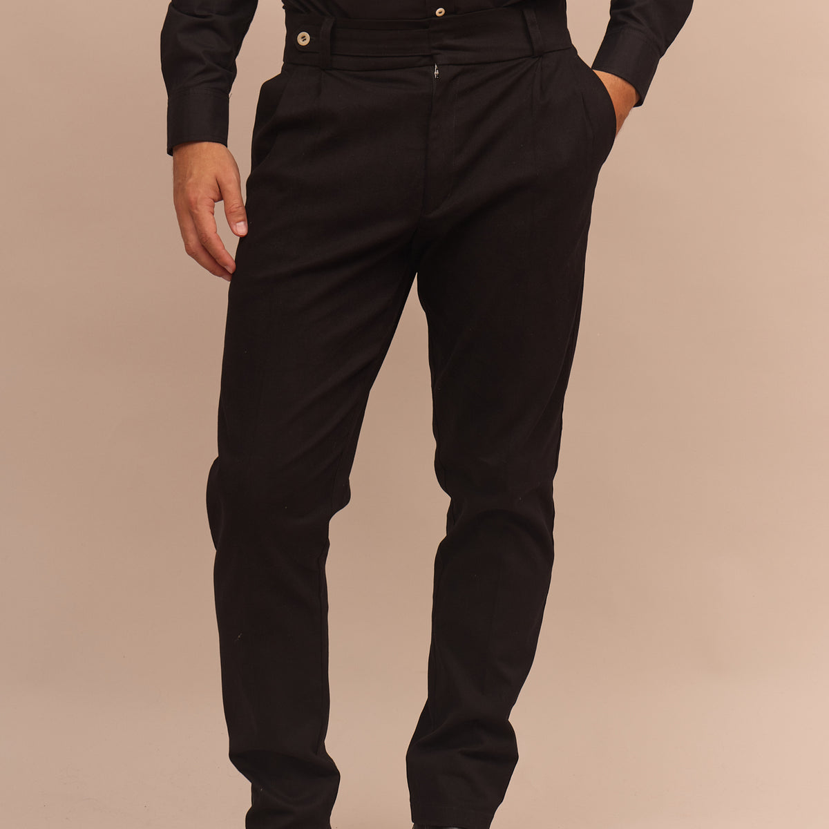 Pánské bavlněné elegantní kalhoty s přezkou - Regular-fit