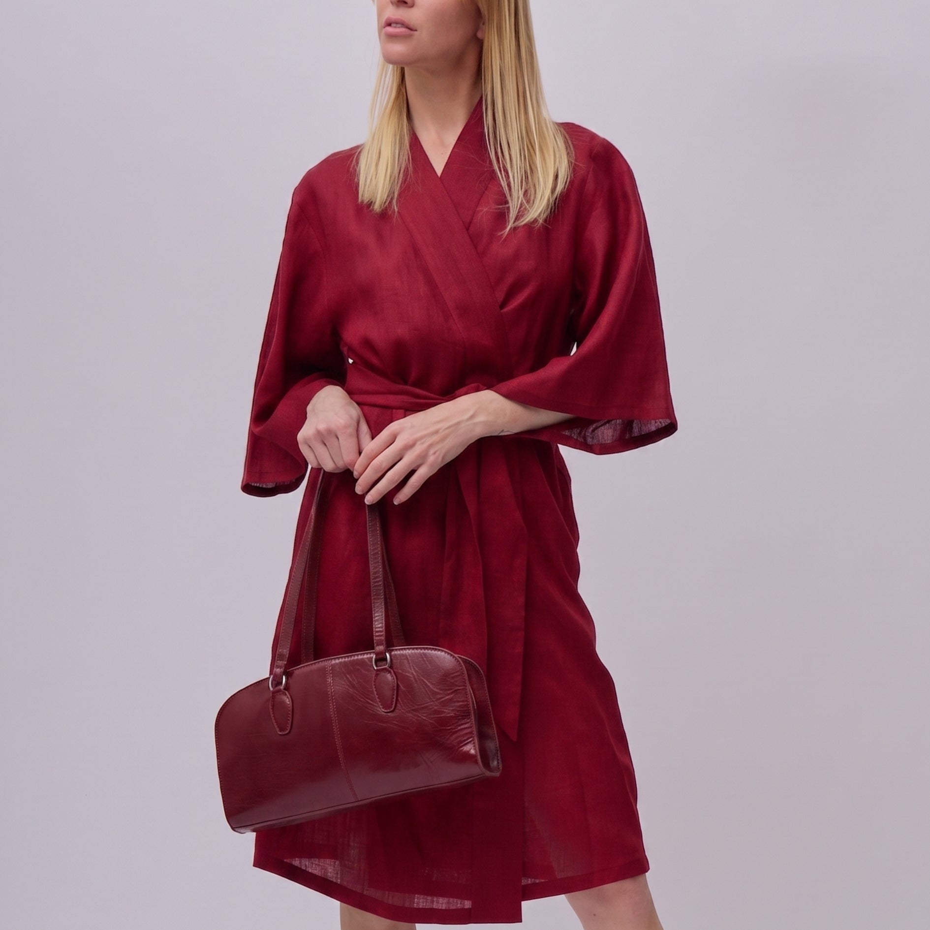 Dámské lněné kimonové šaty - loose fit