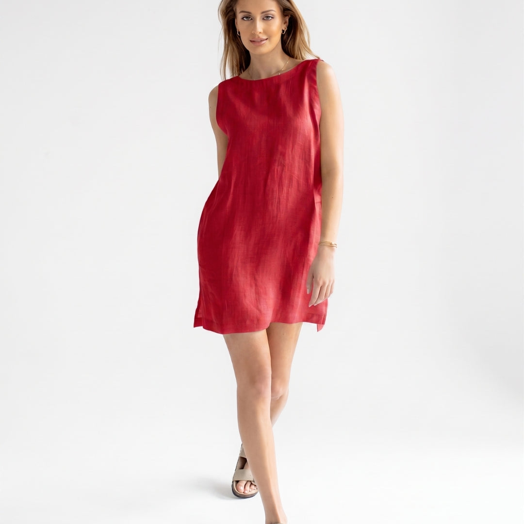 Dámské lněné šaty short - loose fit