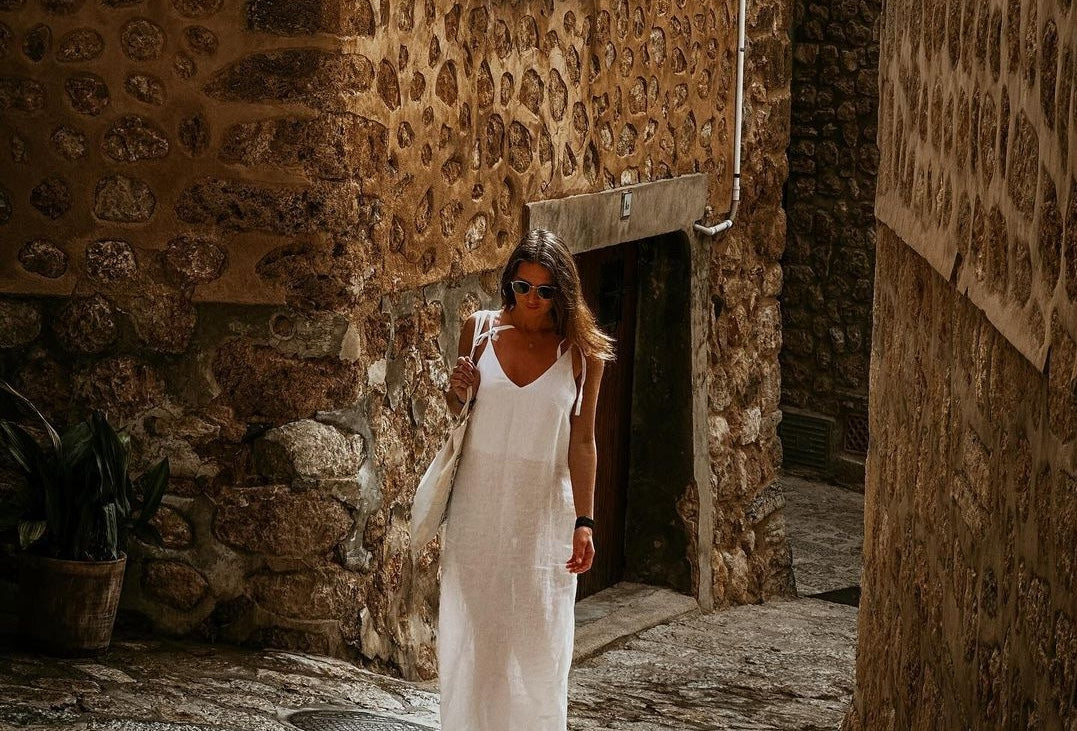 lněné dlouhé šaty ELKA LOUNGE