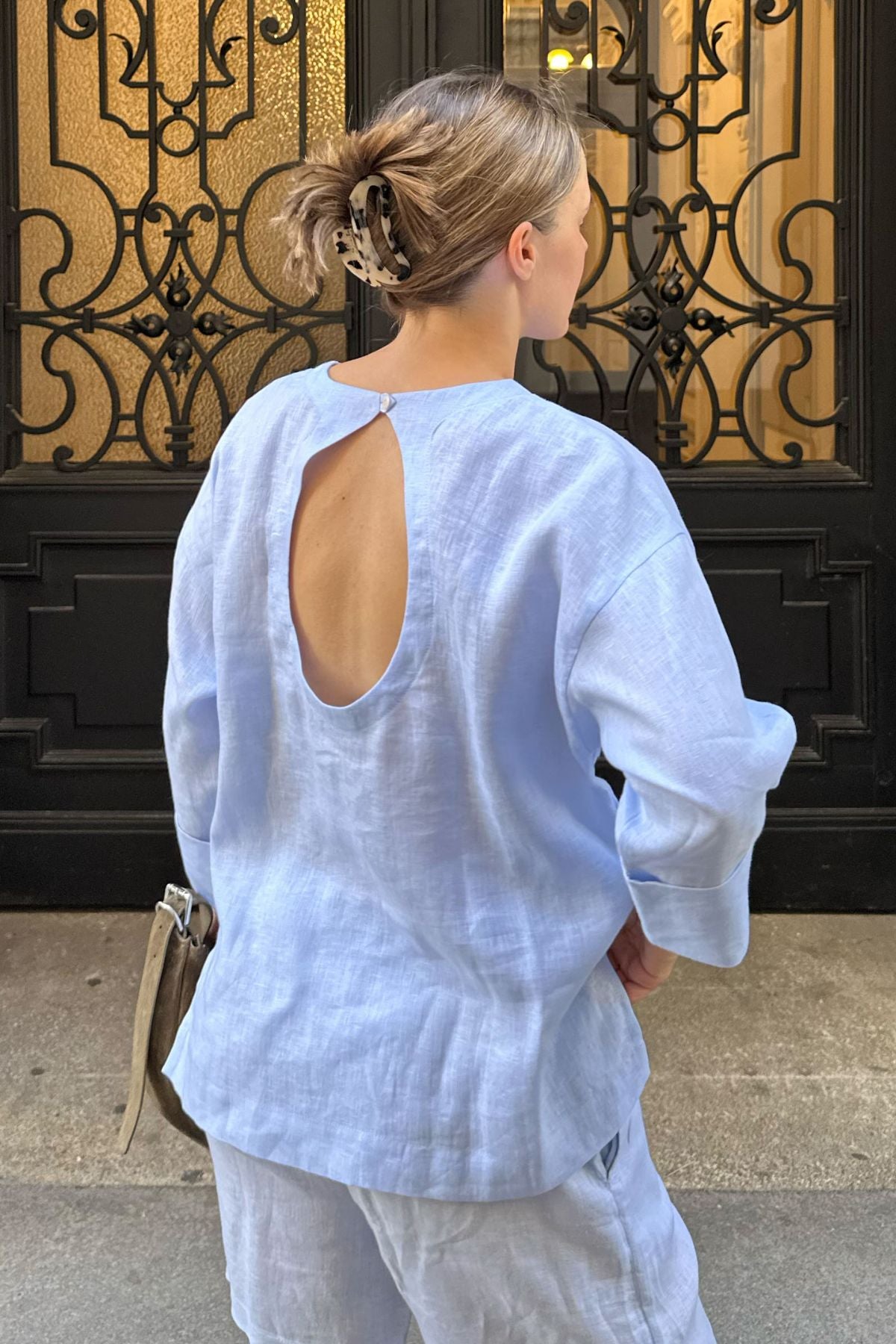 Outfit by Maria Hason | All Light blue - Shorts & Open back