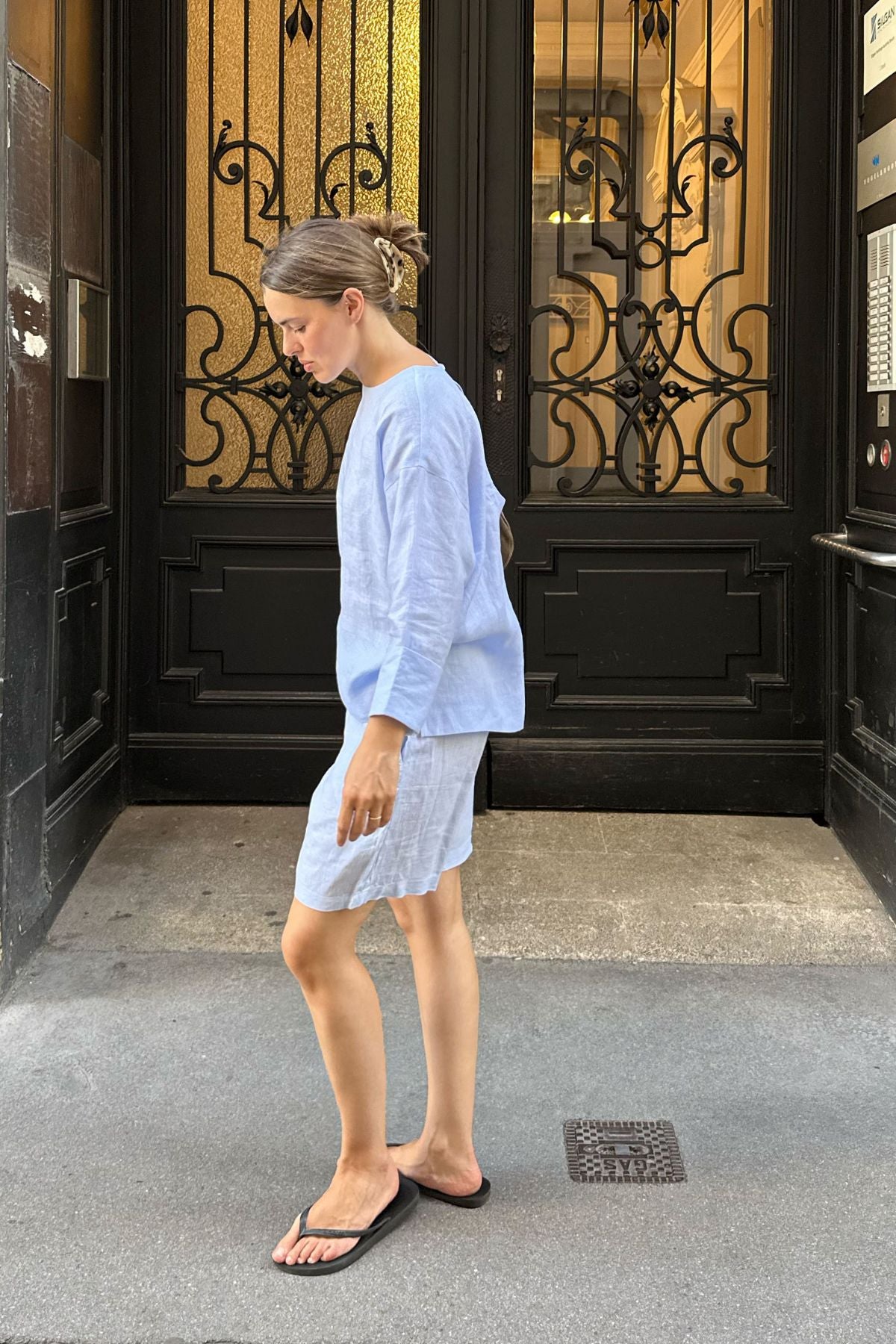 Outfit by Maria Hason | All Light blue - Shorts & Open back