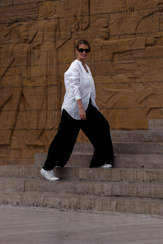 Outfit by Daniela | White linen shirt - Loose fit