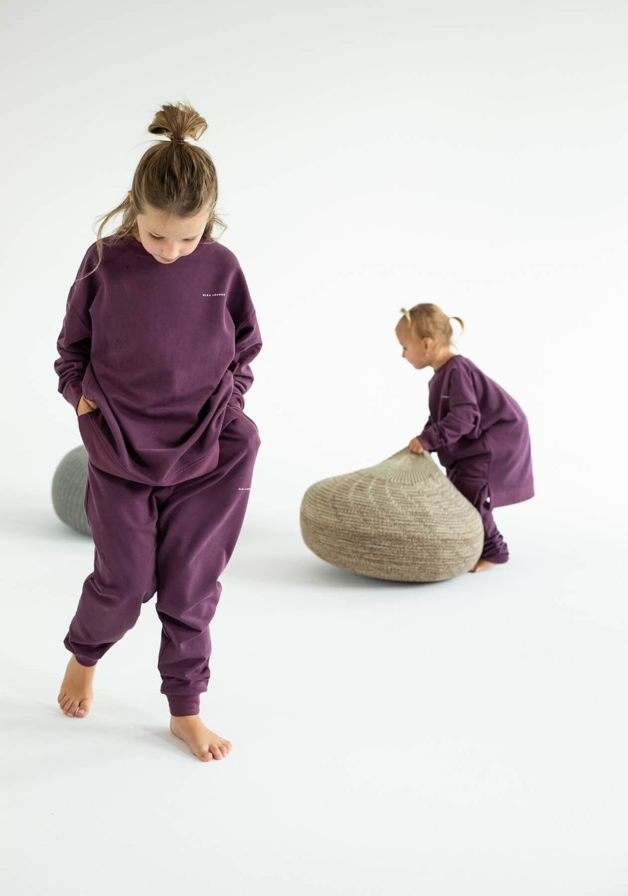 Detská mikina bez kapucne z biobavlny Purple - Oversized