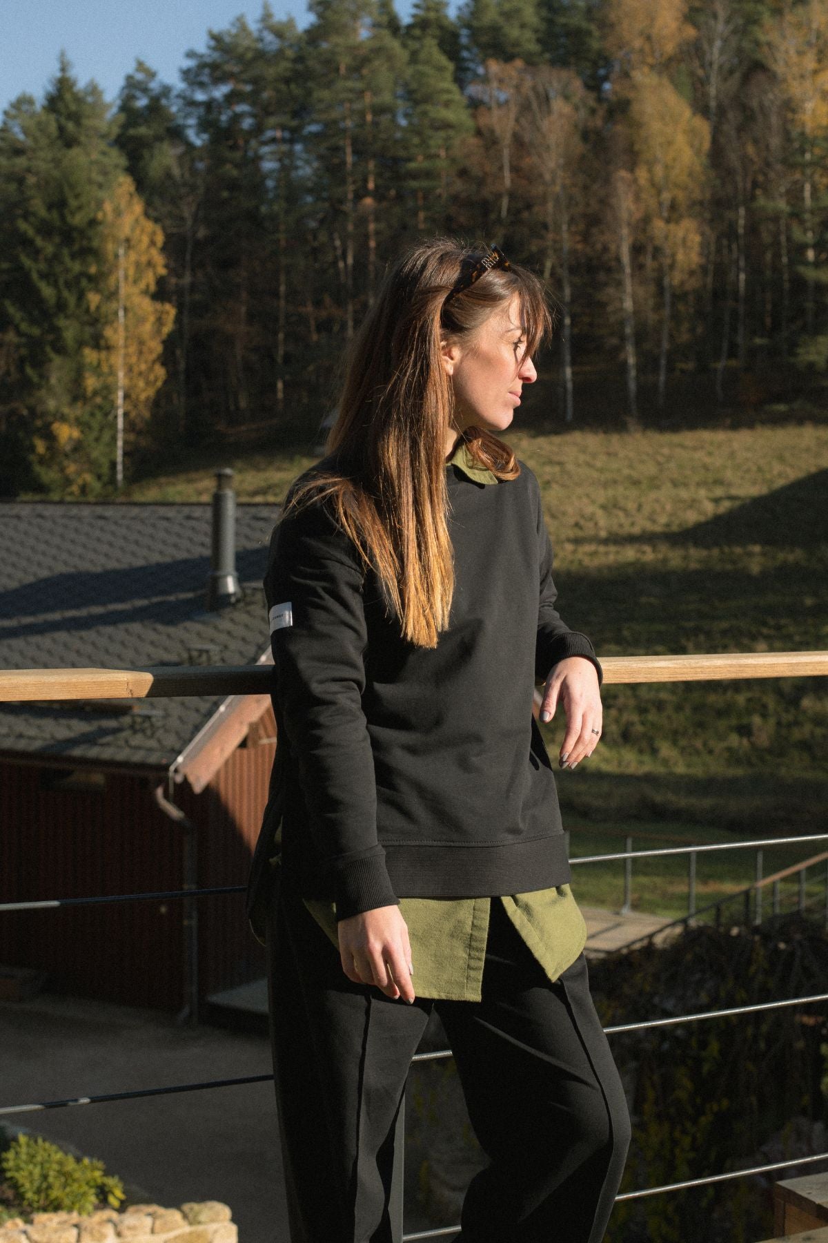 Outfit by Danča | Wide-leg & Classic sweatshirt Black set