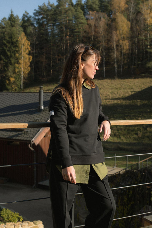 Outfit by Danča | Wide-leg & Classic sweatshirt Black set