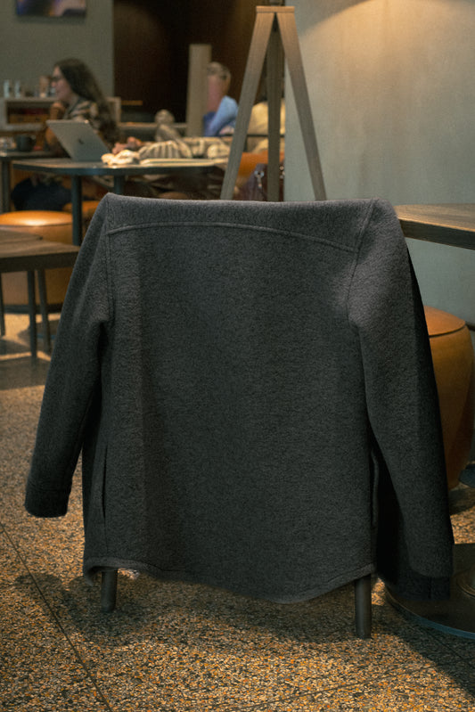 Męski wełniany płaszcz Regular Fit – Dark gray