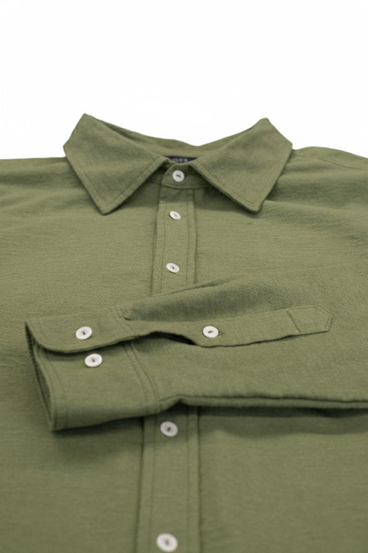 Koszula męska flanelowa z kołnierzykiem - Moss green