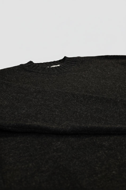 Męski wełniany sweter Crewneck Regular Fit – Ciemnoszary