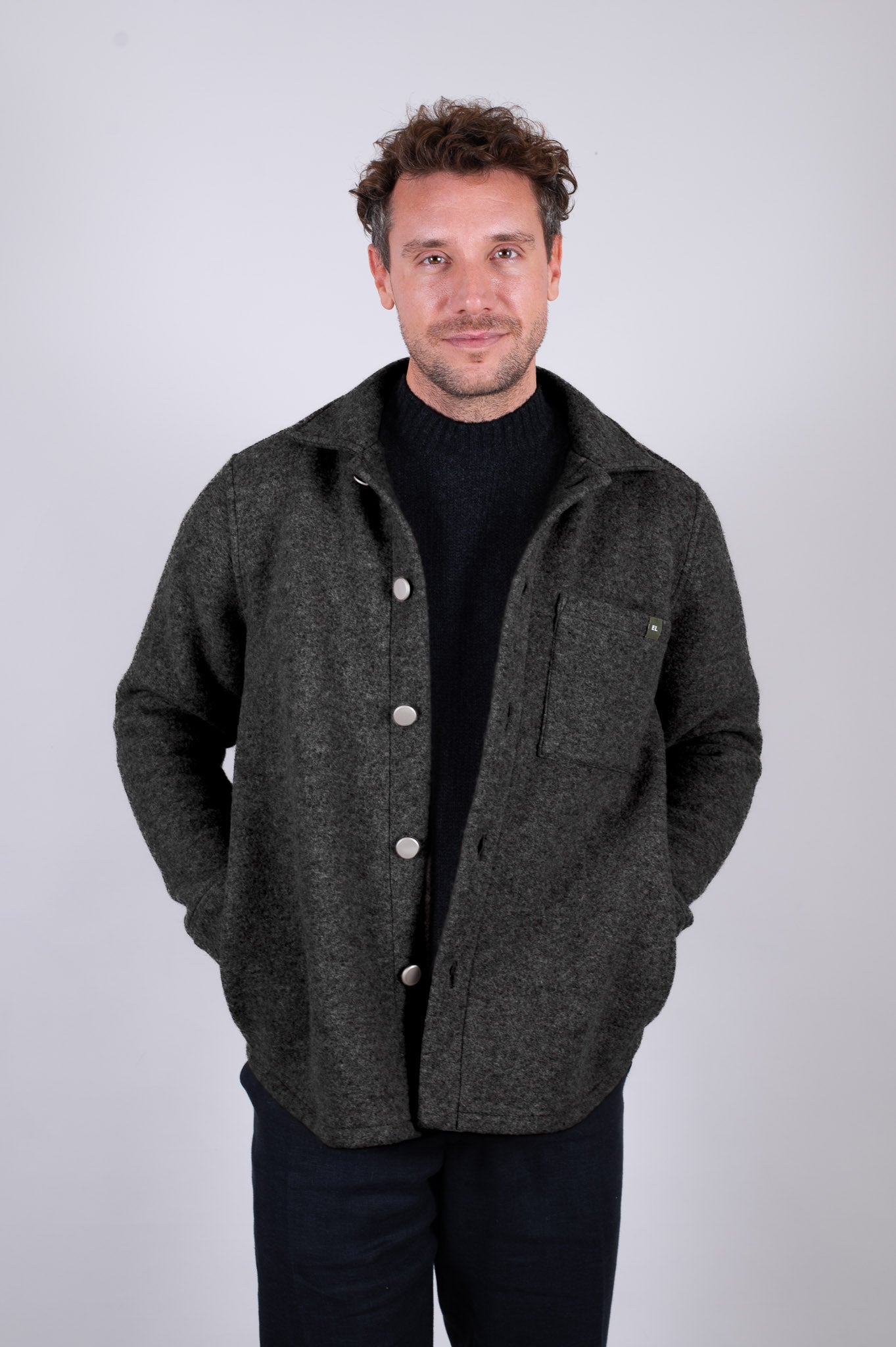 Męski wełniany płaszcz Regular Fit – Dark gray