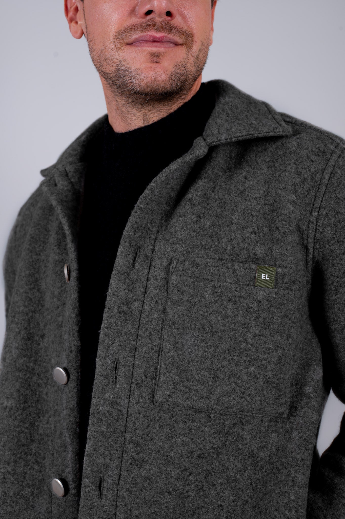 Męski wełniany płaszcz Regular Fit – Dark gray