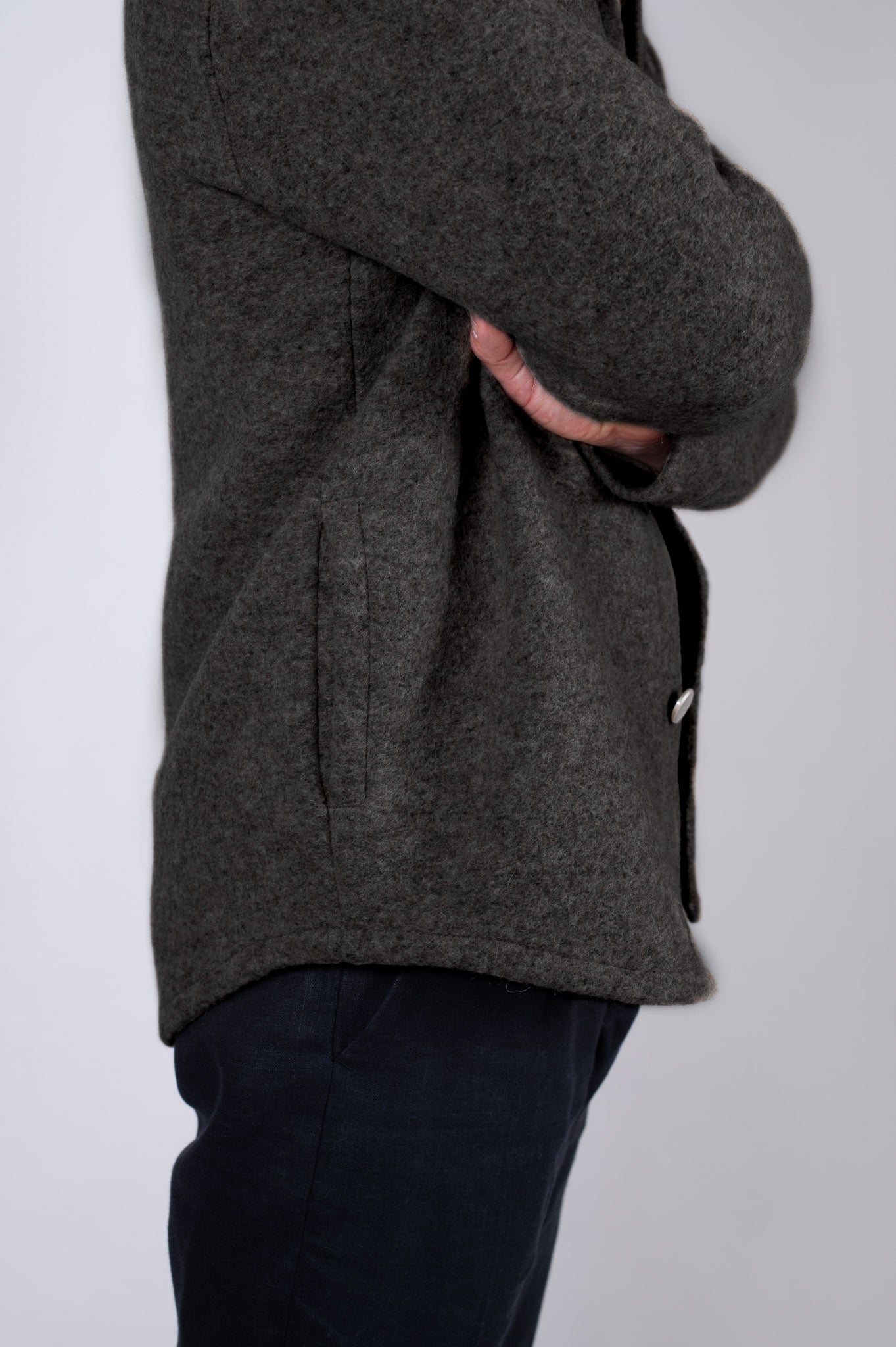 Męski wełniany płaszcz Regular Fit – Dark gray