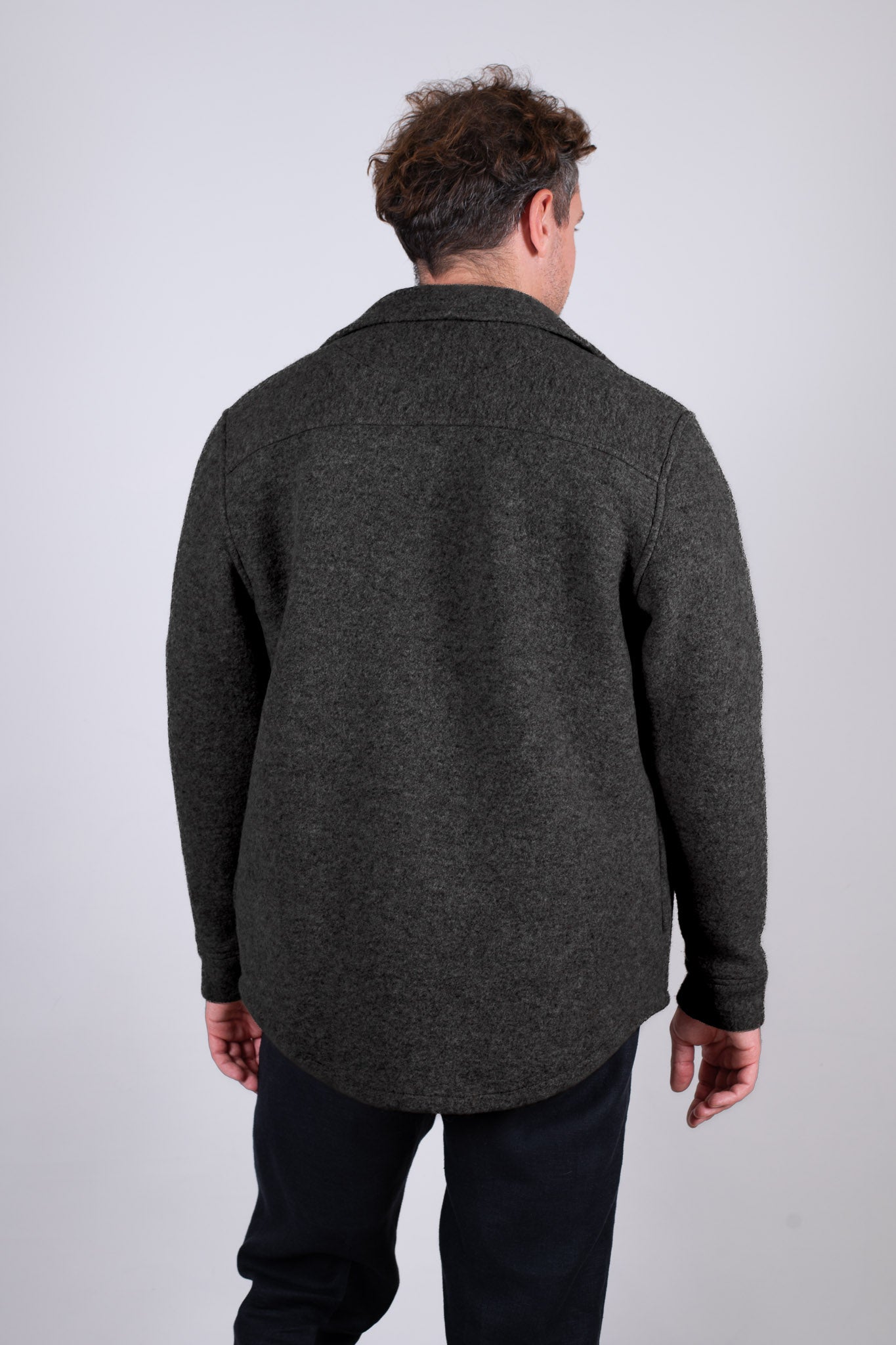 Męski wełniany płaszcz Regular Fit – Dark gray