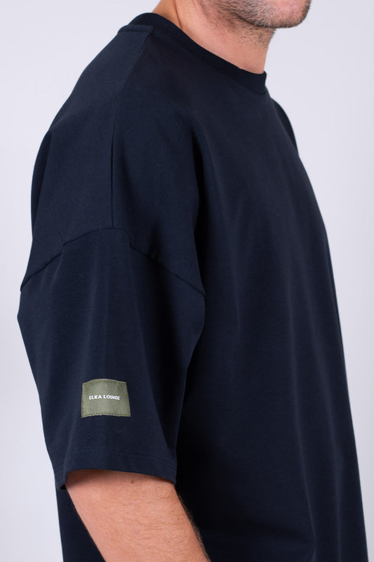 Pánské mikinové tričko z biobavlny Deep blue - loose fit