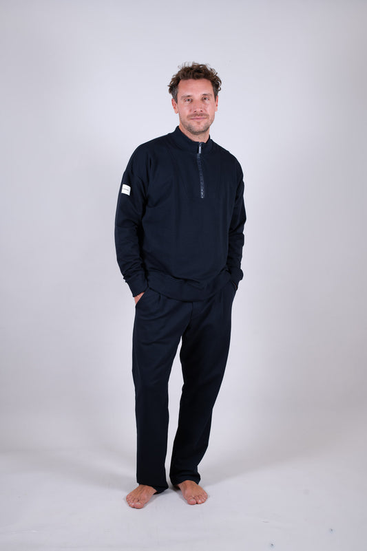 Pánska Mikina zip-up z biobavlny Deep blue - Loose fit