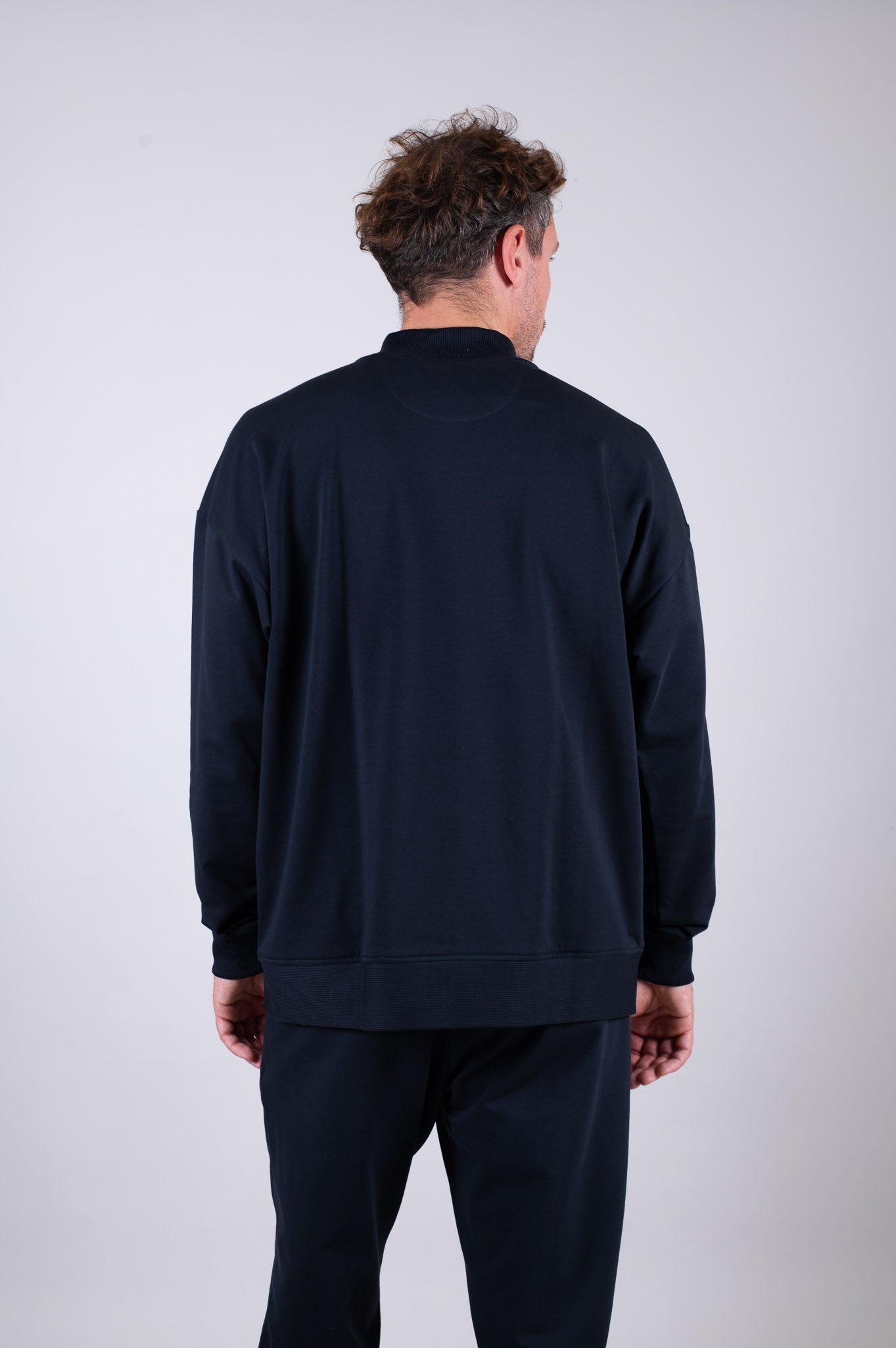 Pánska Mikina zip-up z biobavlny Deep blue - Loose fit