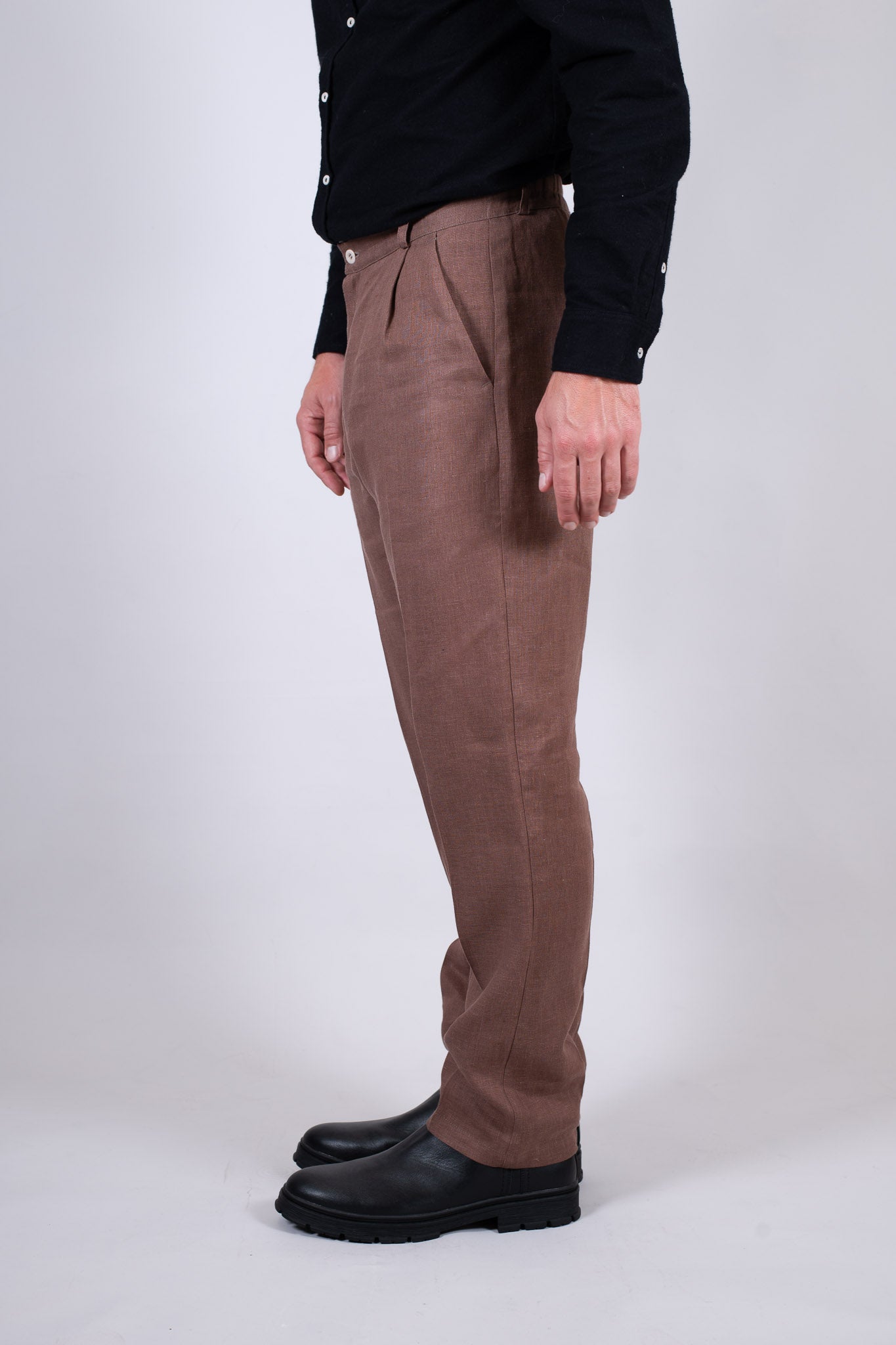 Pánske ľanové nohavice Loose-fit - Brown