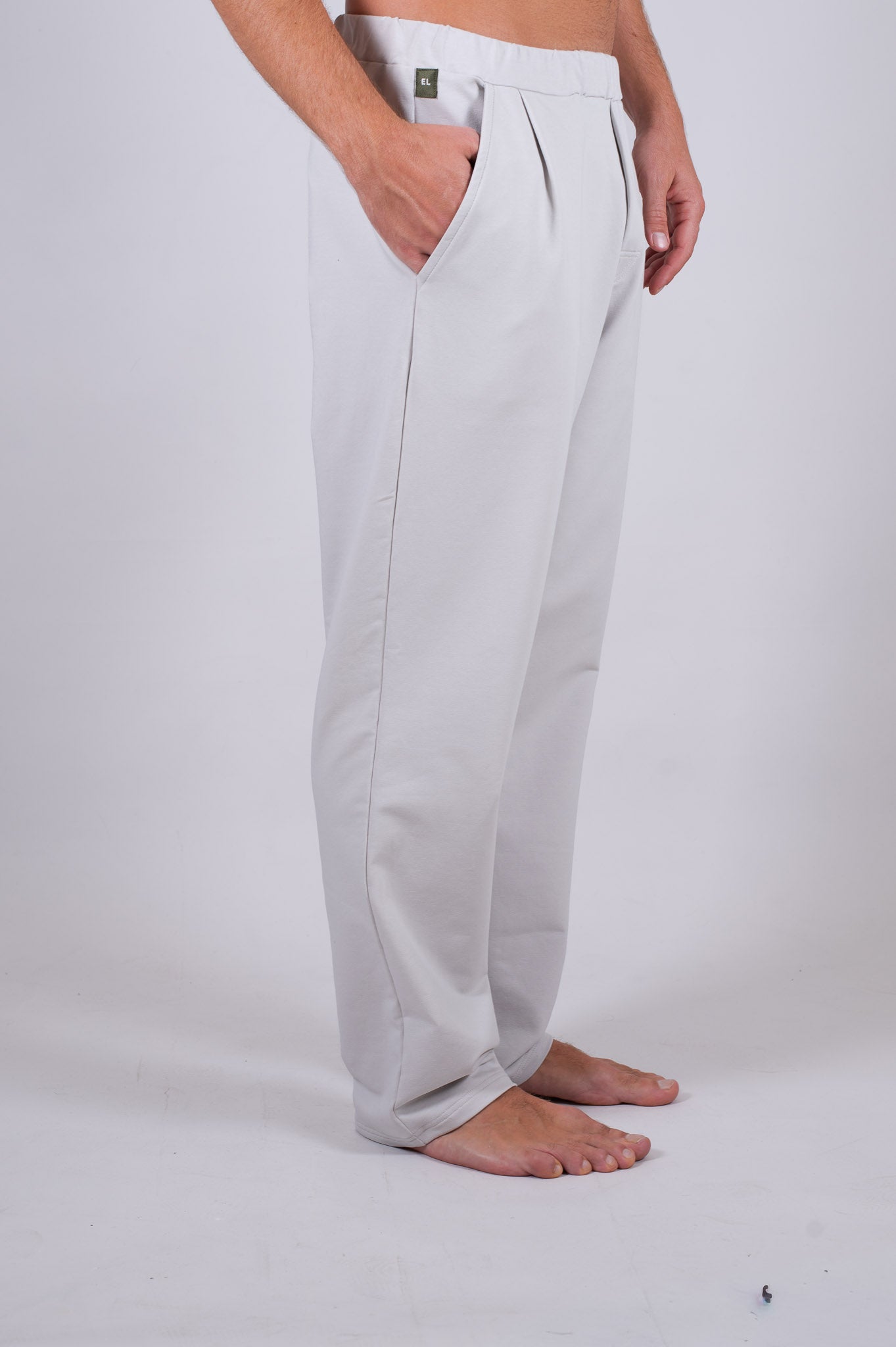 Pánské teplákové kalhoty z biobavlny Straight-leg - Pearl gray