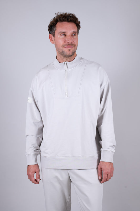 Pánska Mikina zip-up z biobavlny Pearl gray - Loose fit