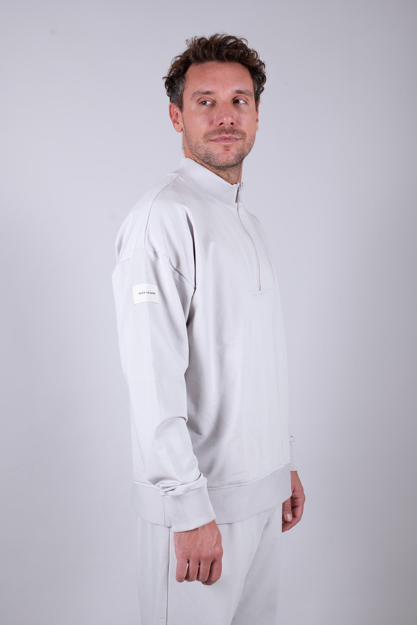 Pánská Mikina zip-up Pearl gray Loose fit - update