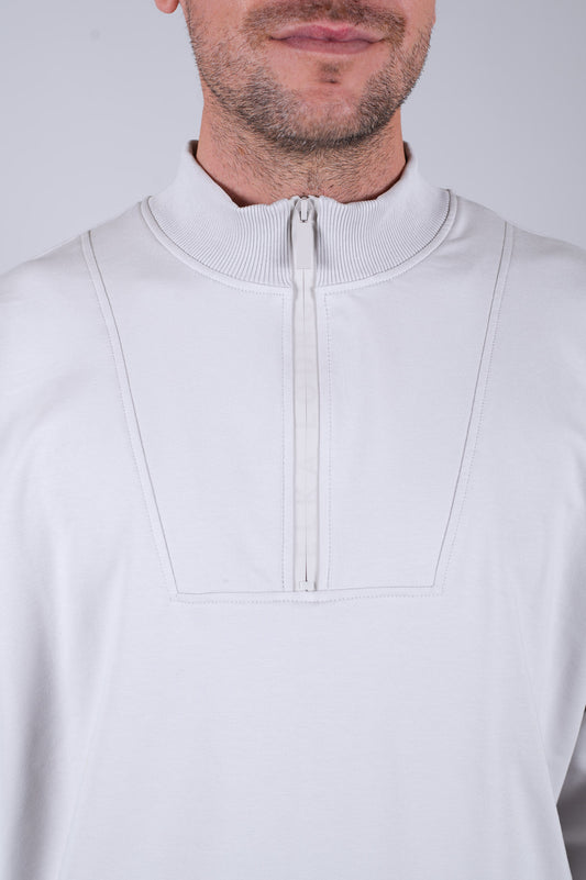 Pánska Mikina zip-up z biobavlny Pearl gray - Loose fit