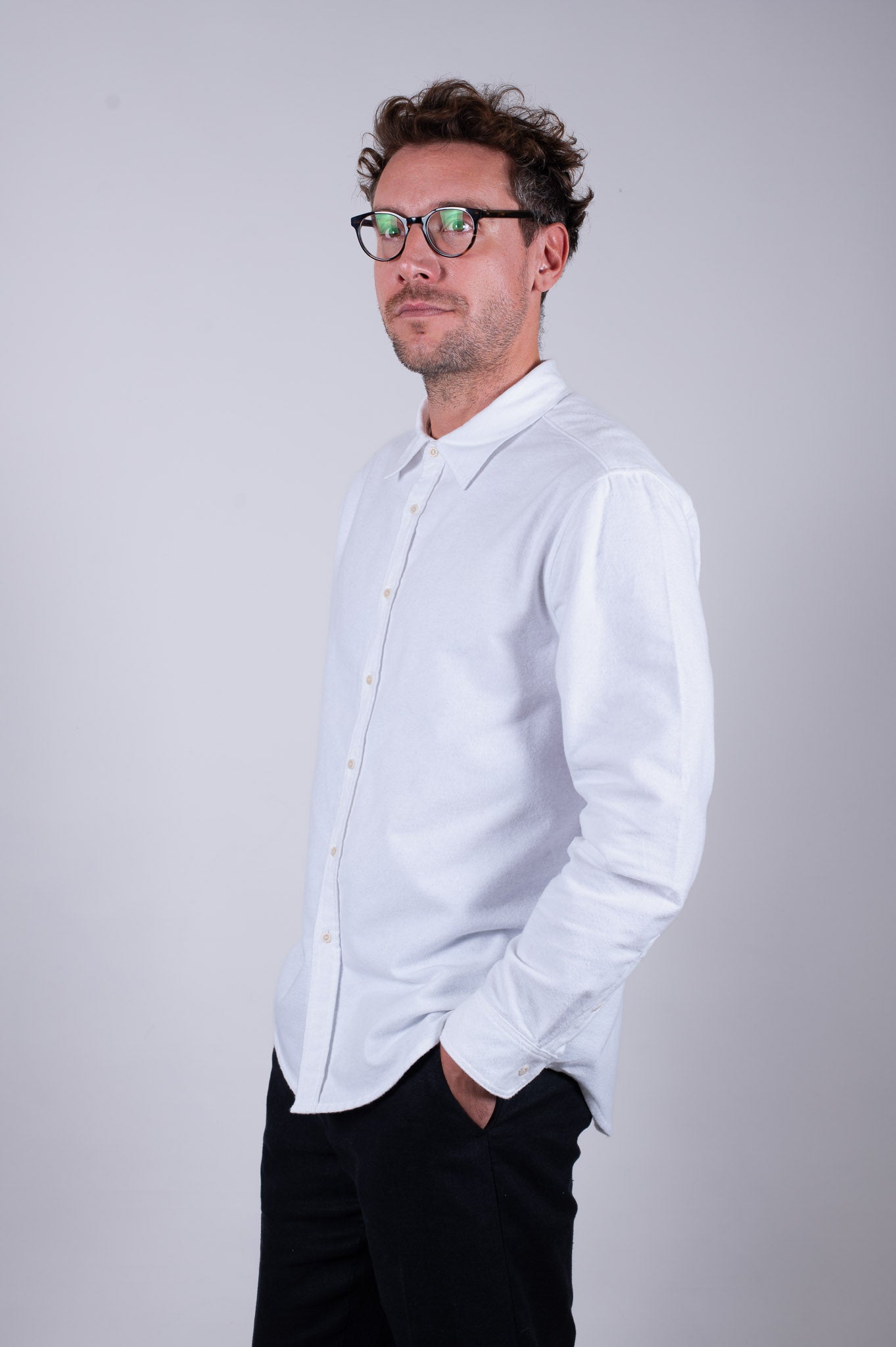 Koszula męska flanelowa z kołnierzykiem - White