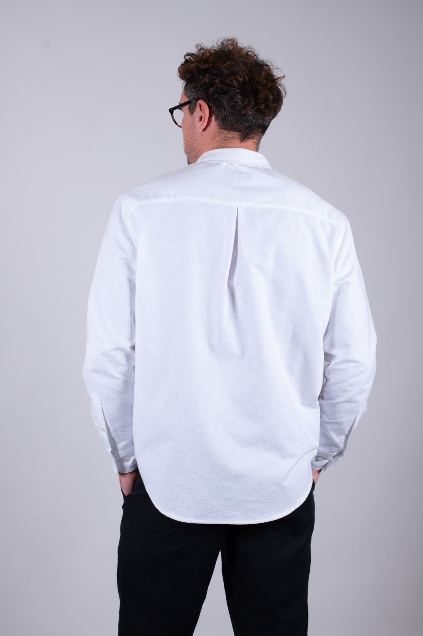 Koszula męska flanelowa z kołnierzykiem - White