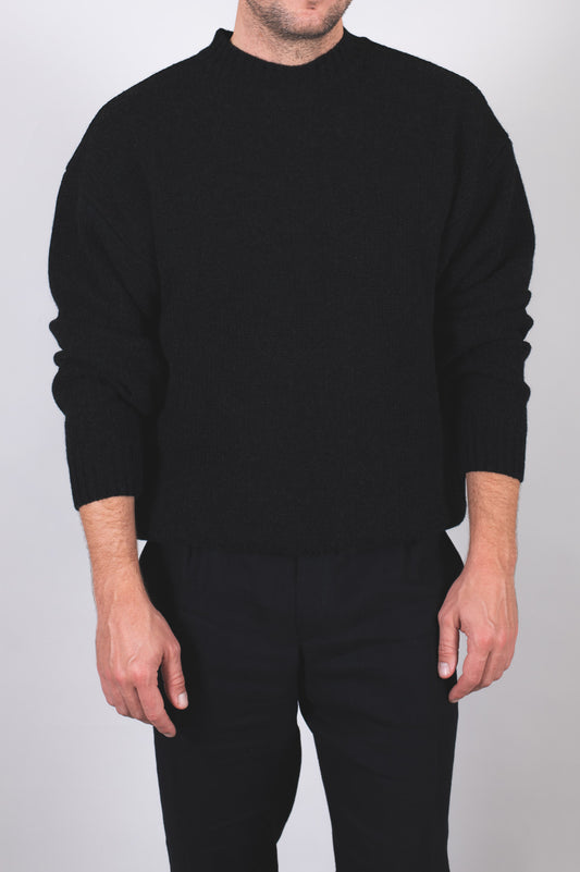 Men’s Knitted Wool Sweater Loose Fit – Dark Gray