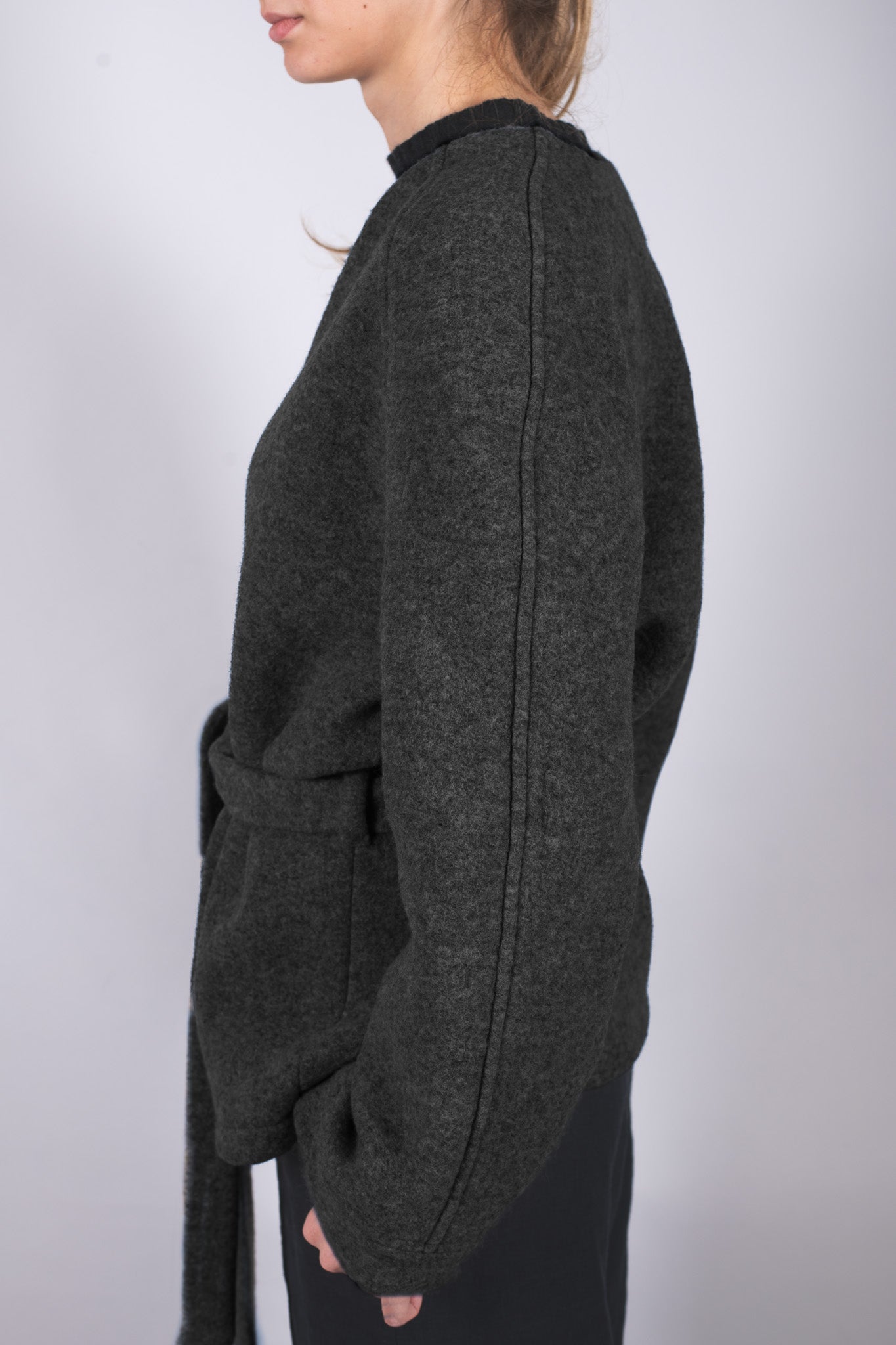 Dámský vlněný kabát Loose fit - Dark gray