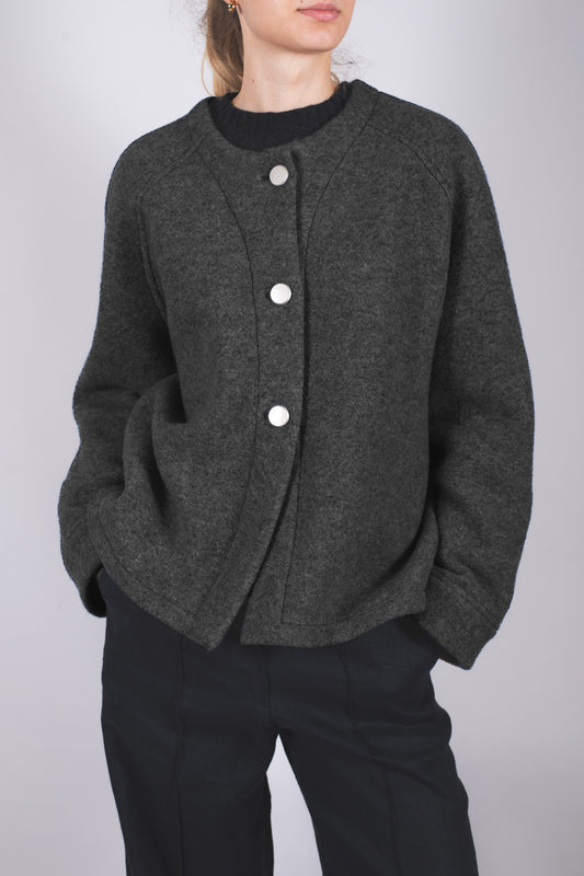 Women’s Wool short Coat Loose fit – Dark Gray