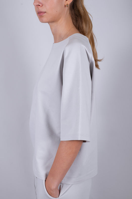 Dámský mikinový top z biobavlny Pearl gray - loose fit