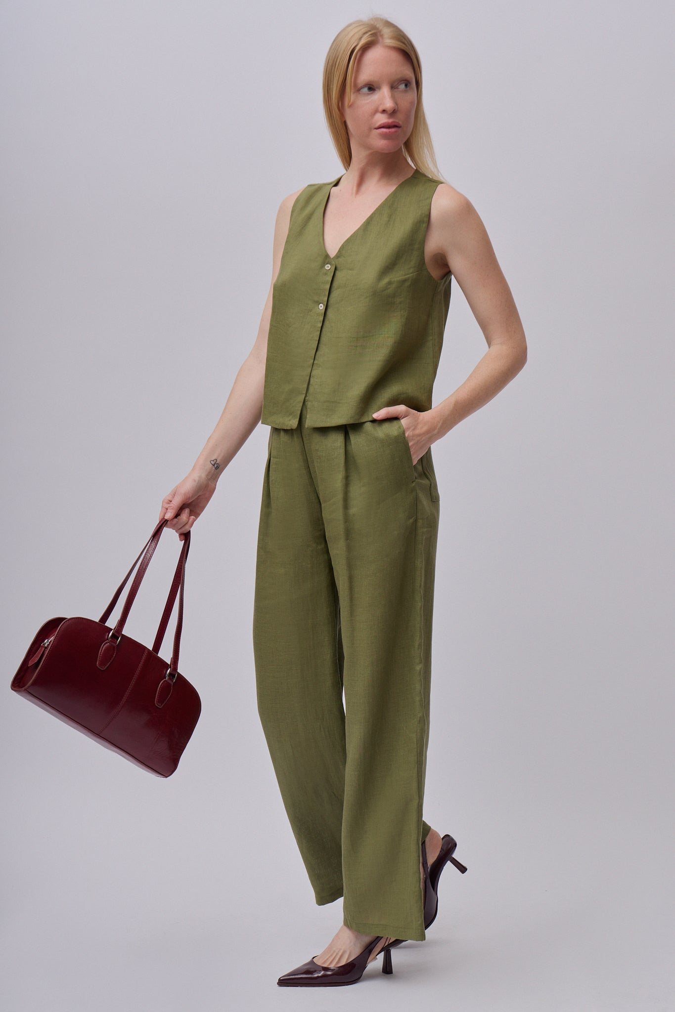 Dámská lněná vestička - loose fit