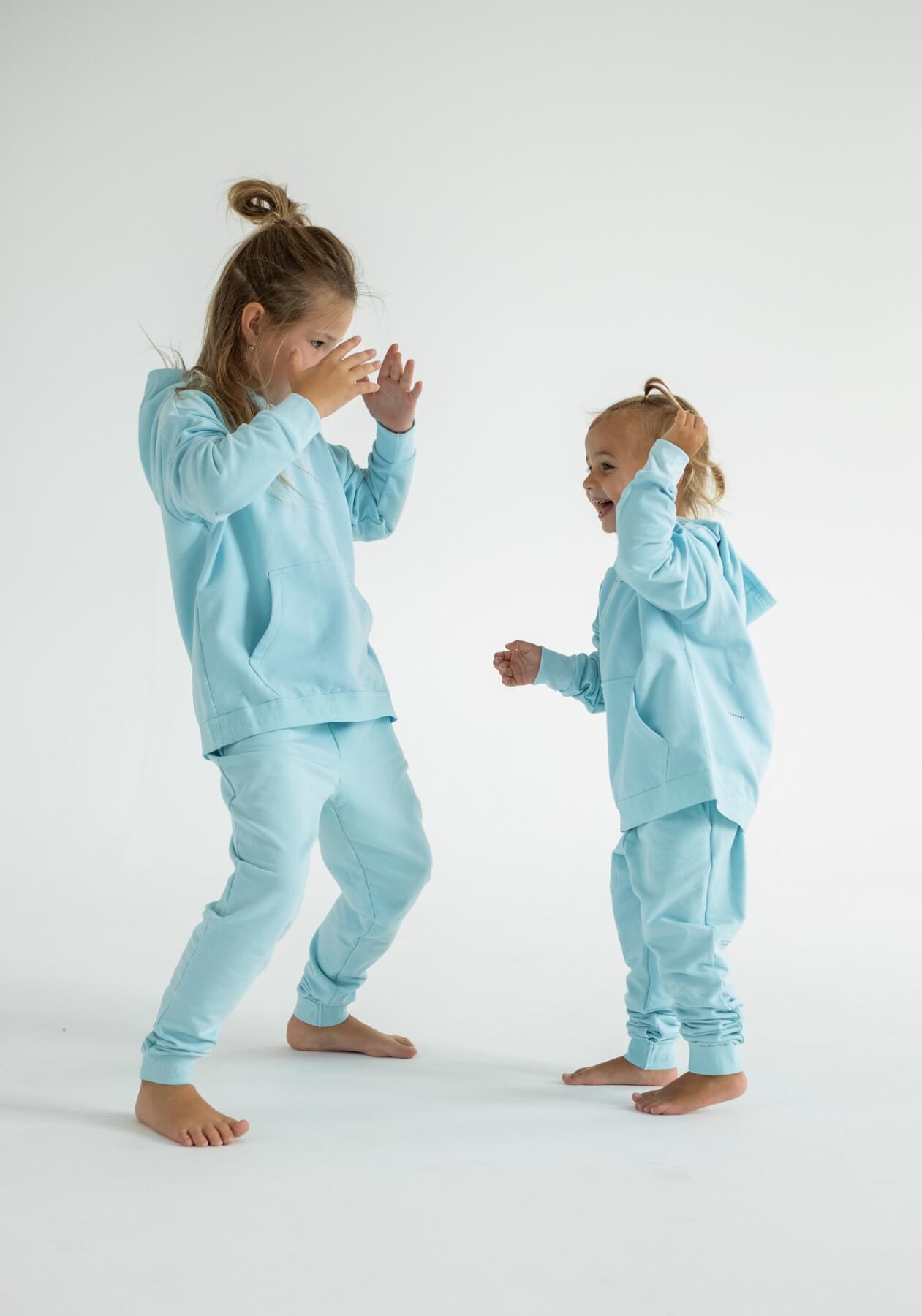 Dětské teplákové kalhoty z biobavlny Sky blue