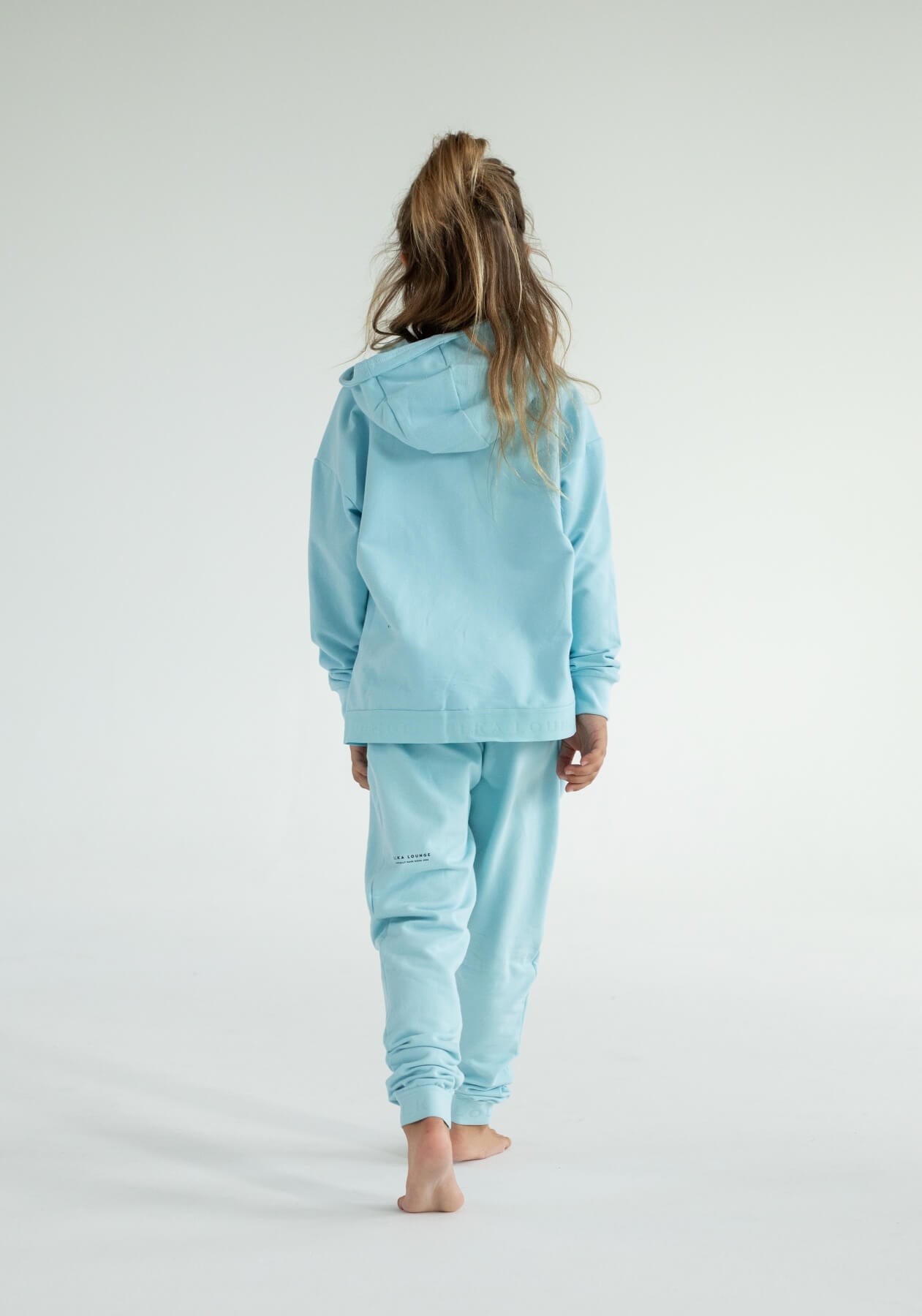 Dětské teplákové kalhoty z biobavlny Sky blue