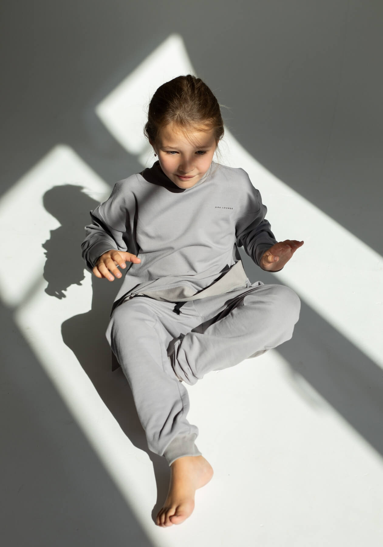 Detské Teplákové nohavice z biobavlny Light gray - Oversized