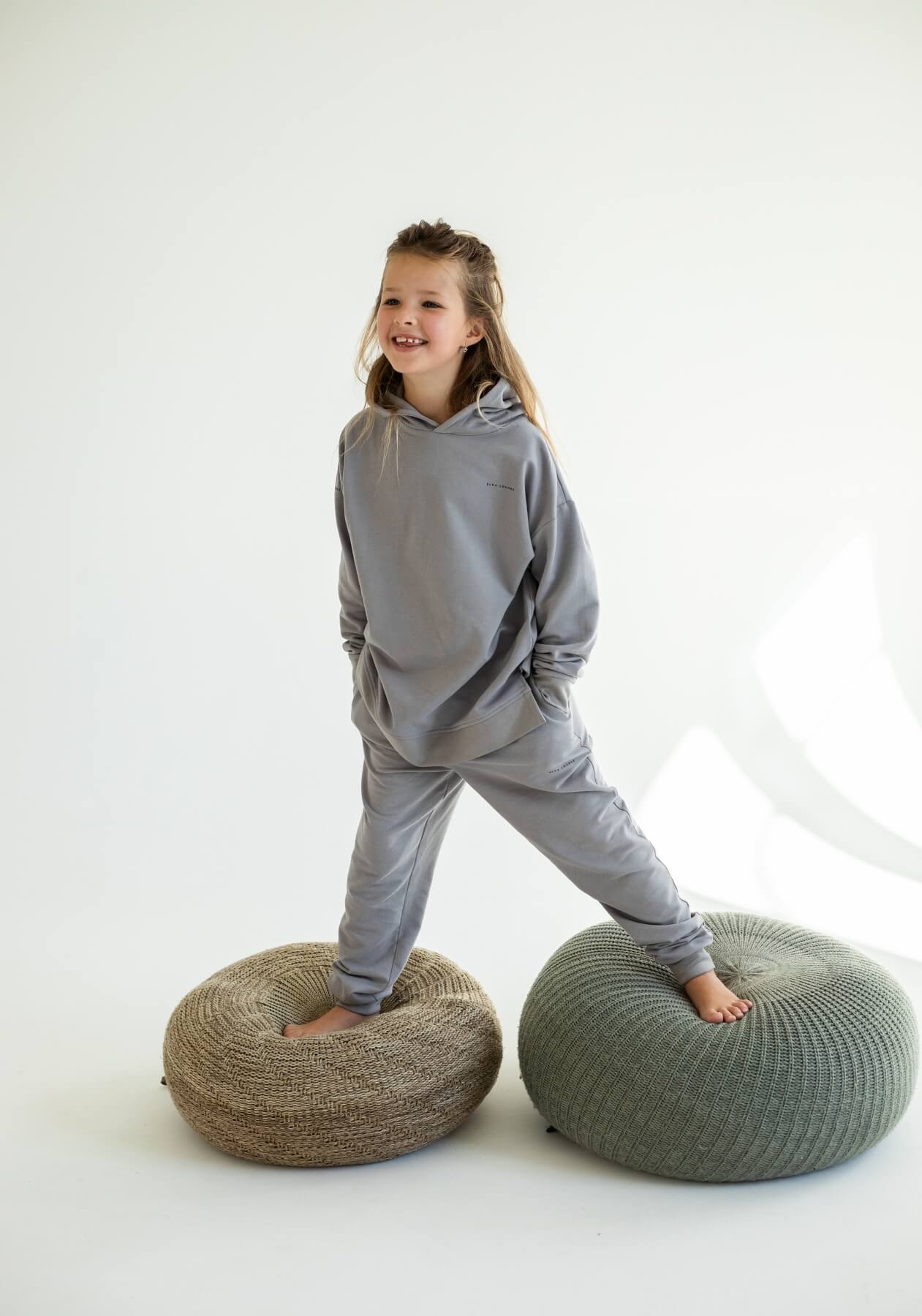 Dětská mikina s kapucí z biobavlny Light gray - Oversized