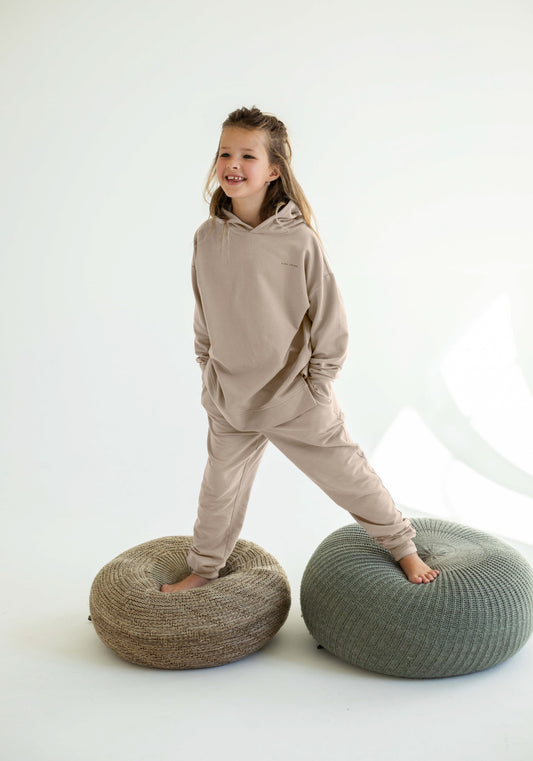 Children's bluza bawełna organiczna Beige - Oversized