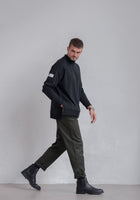 Men Sweatshirt High neck organic cotton side slits - Loose fit