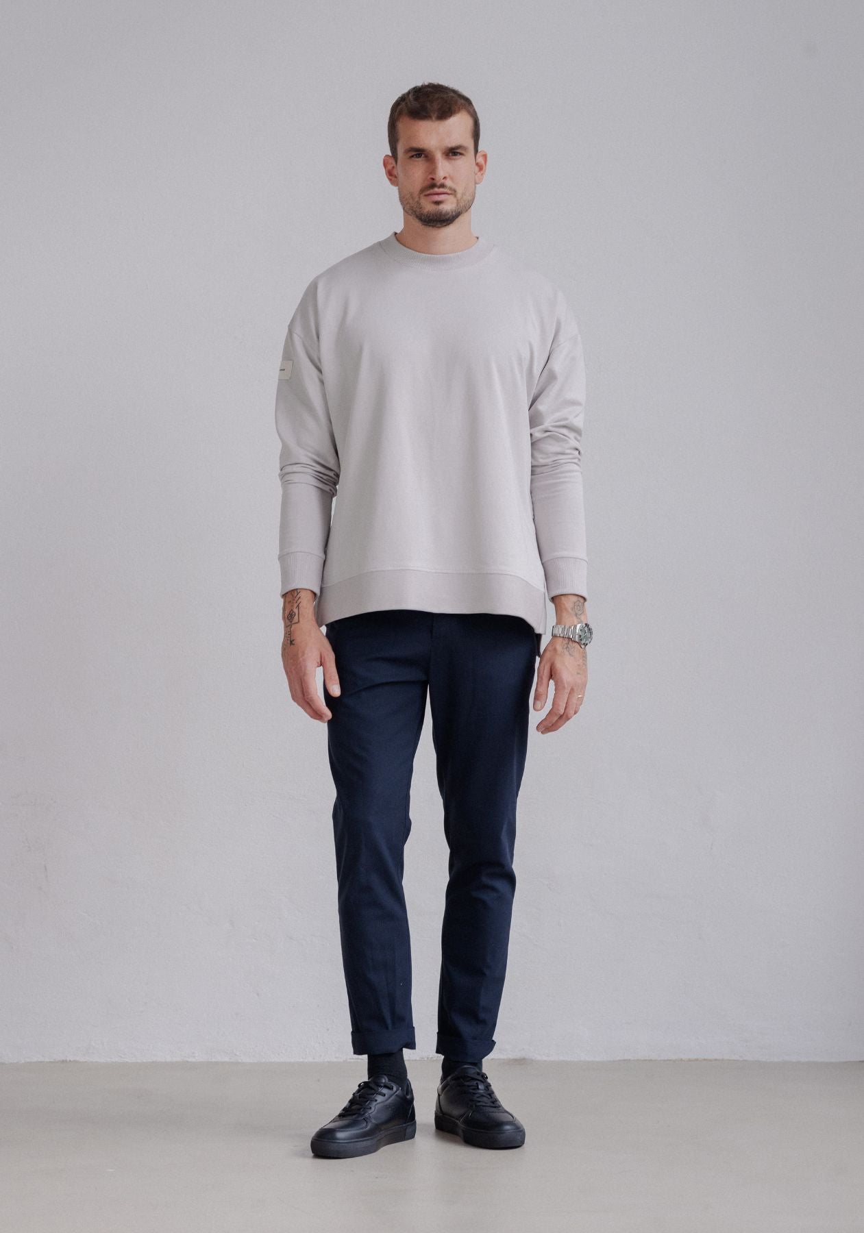 Men Sweatshirt Classic organic cotton Pearl gray - Loose fit