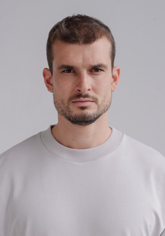 Pánská Mikina Classic Pearl gray Loose fit - update