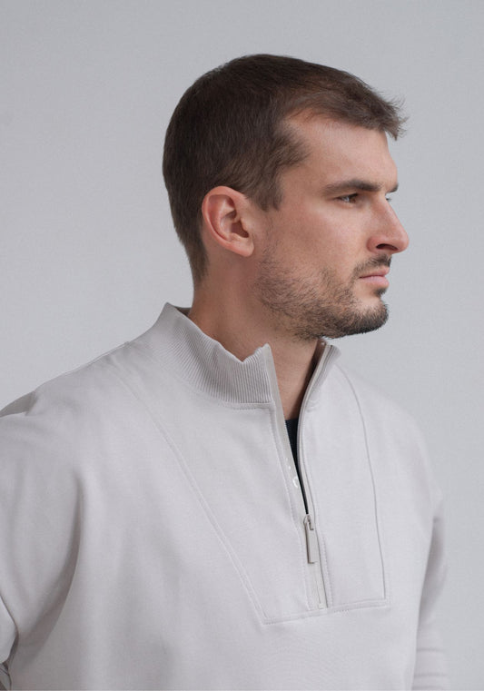 Pánská Mikina zip-up Pearl gray Loose fit - update
