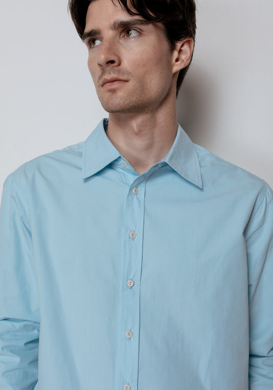 Koszula męska z kołnierzykiem z bawełny organicznej - Light blue